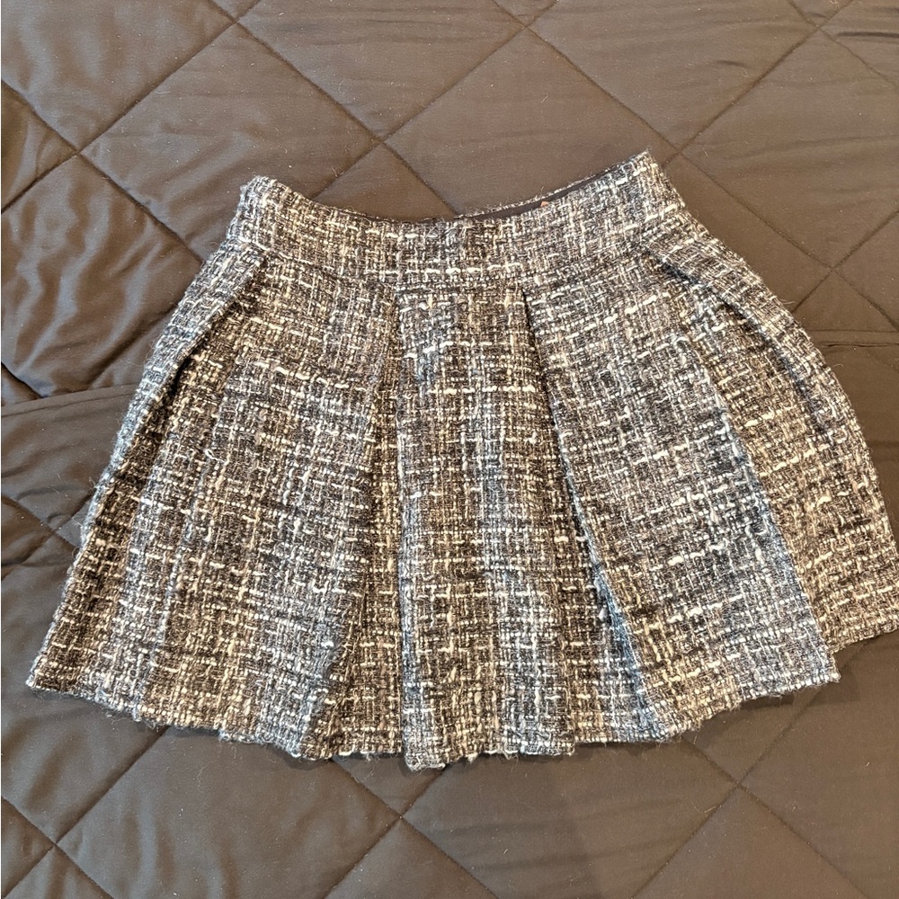Alice + Olivia Black and White Tweed Skirt